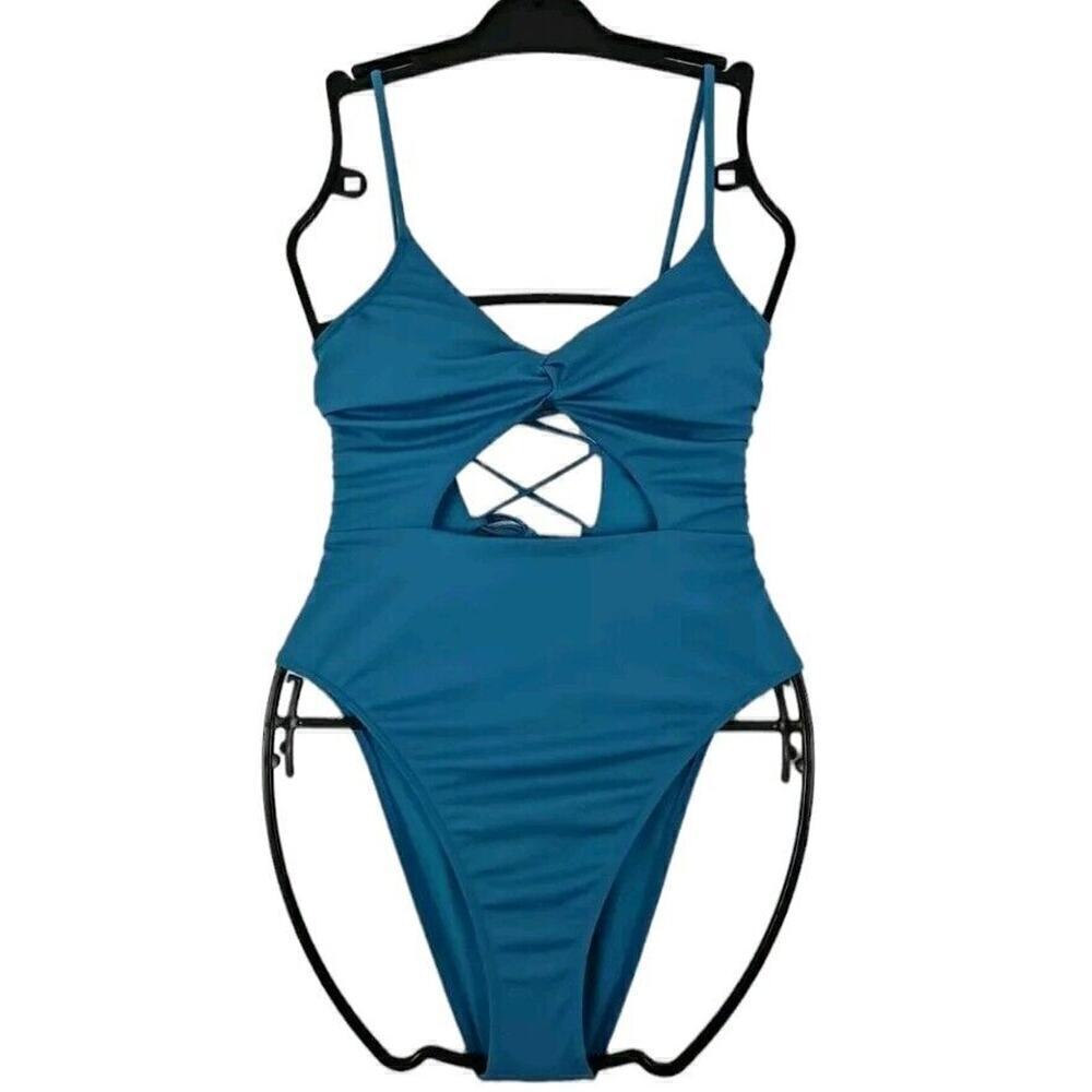 Hollister ~Woman Size S~ Ocean Blue One Piece Swimsuit Swimwear NWT $54.95